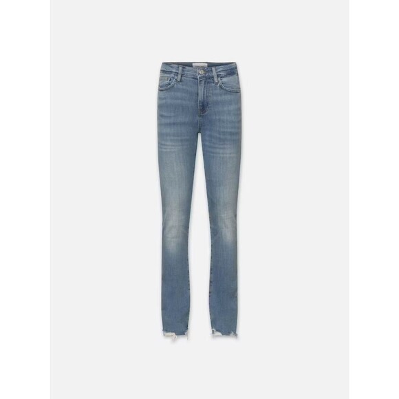 Frame Denim Le High Straight Medium Wash Crop Distressed Jean LHSTRS517 Size 26 - Picture 9 of 9